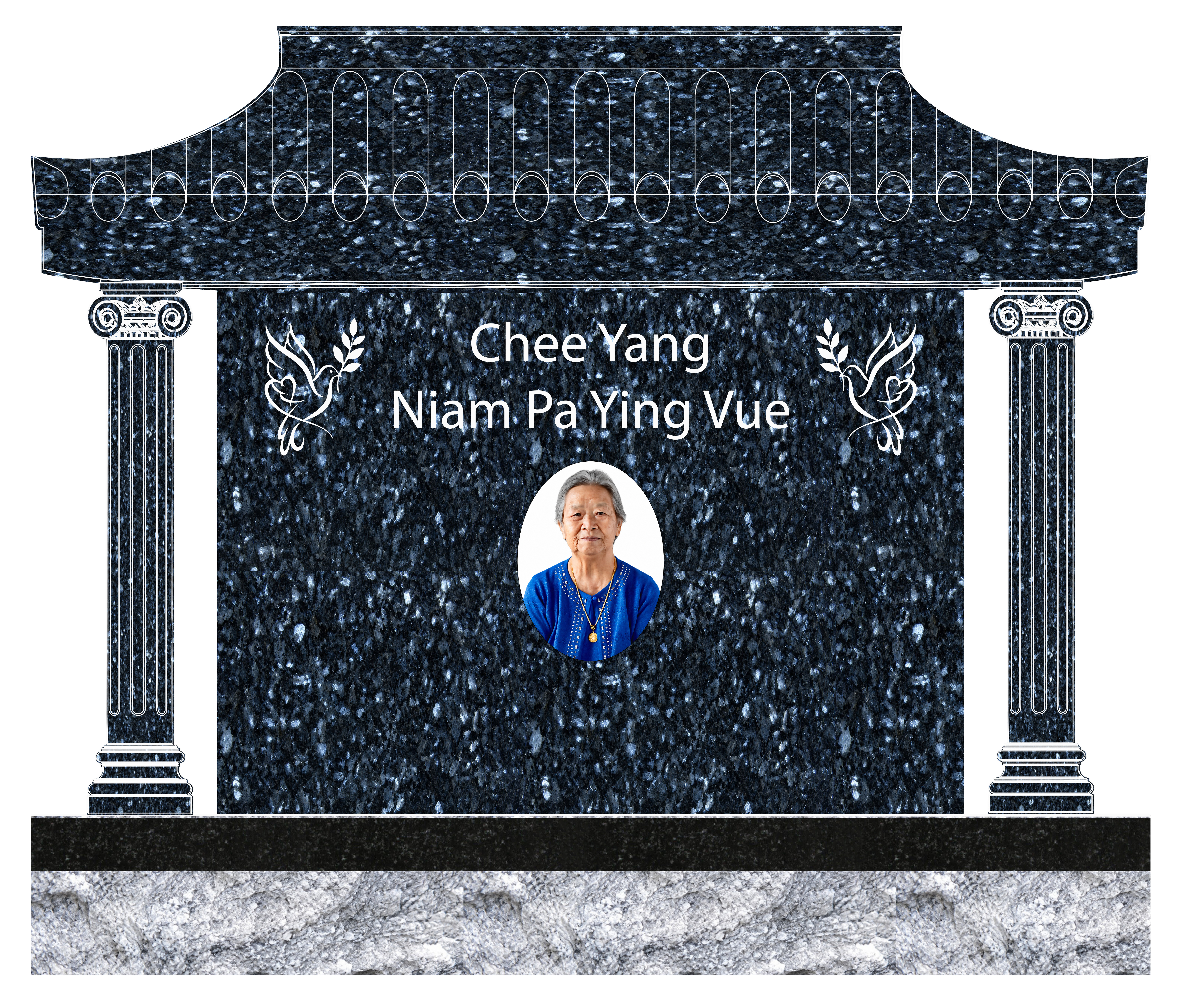 Custom granite headstone